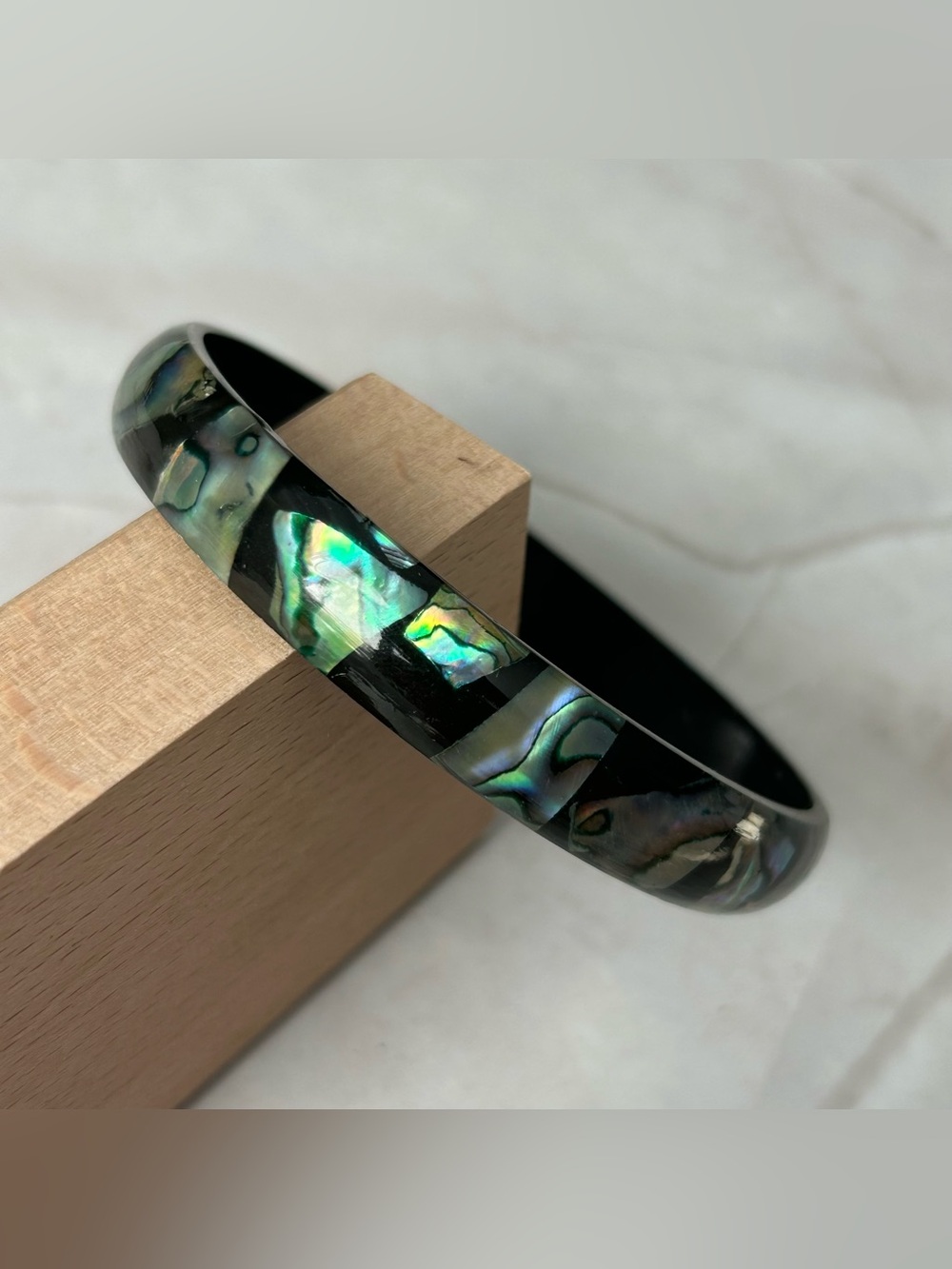 Paua Shell Black Bangle